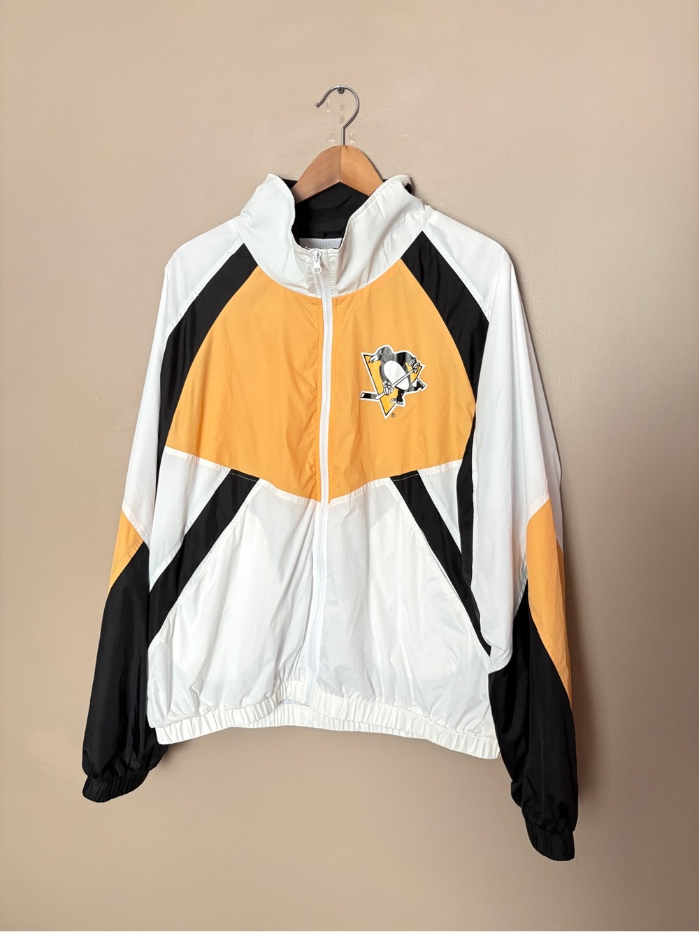 Line Change Pittsburgh Penguins Windbreaker Jacket White XL Vintage style NWOT